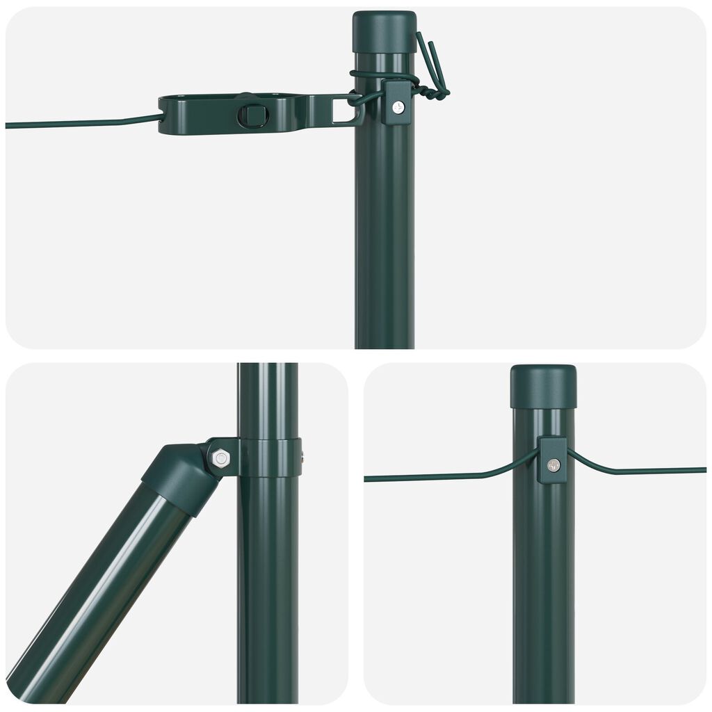 vidaXL Στυλίσκοι φράχτη με βάση 13 τεμ Ø32mm 90cm Γαλβανισμένος Χάλυψ
