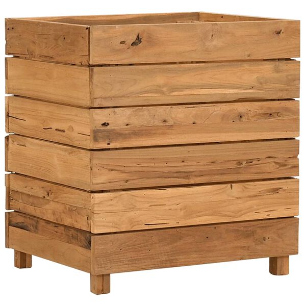 vidaXL Ζαρντινιέρα Υπερυψωμένη 50x40x55 εκ. Ανακυκλ. Ξύλο Teak/Ατσάλι