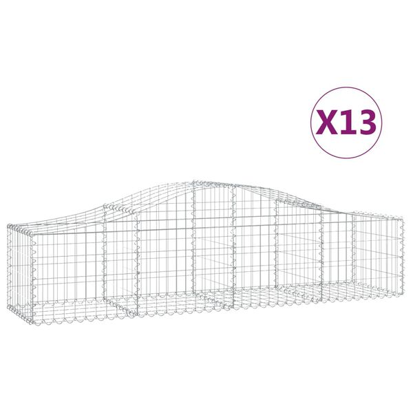 vidaXL Συρματοκιβώτια Τοξωτά 13 τεμ. 200x50x40/60 εκ. Γαλβαν. Ατσάλι