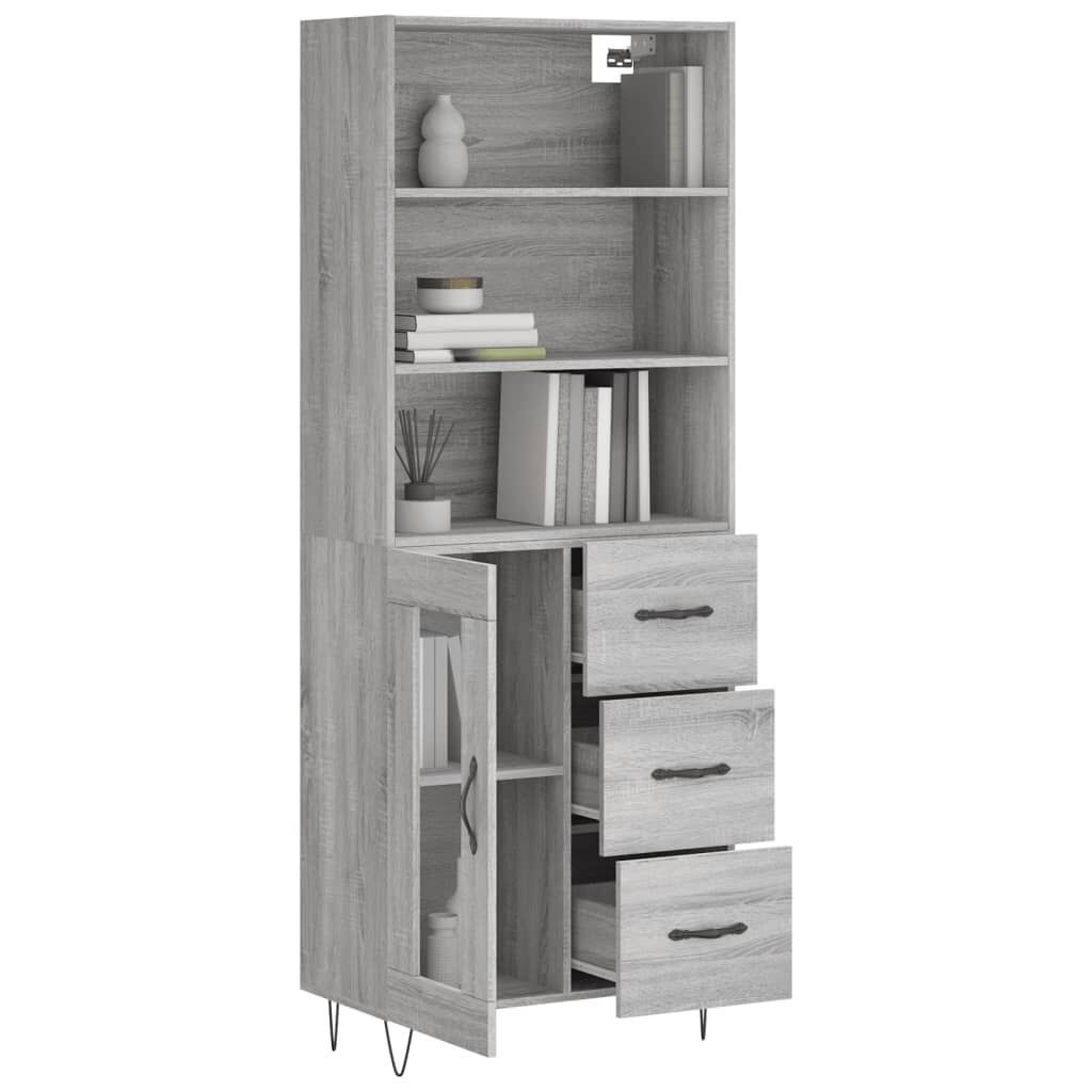 vidaXL Ντουλάπι Γκρι Sonoma 69,5 x 34 x 180 εκ. Επεξεργασμένο Ξύλο