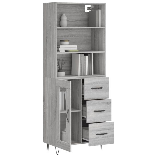 vidaXL Ντουλάπι Γκρι Sonoma 69,5 x 34 x 180 εκ. Επεξεργασμένο Ξύλο