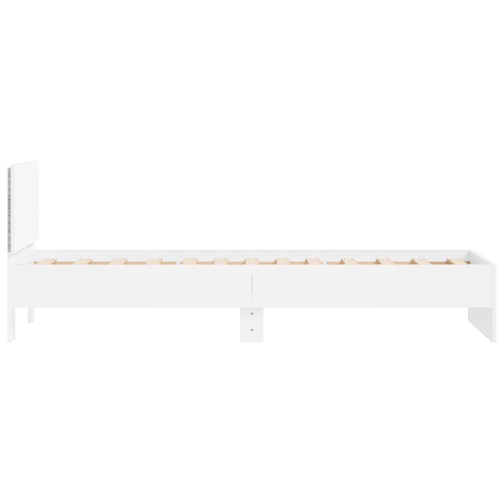 vidaXL Πλαίσιο Κρεβατιού με Κεφαλάρι/LED Λευκό 90 x 190 εκ.