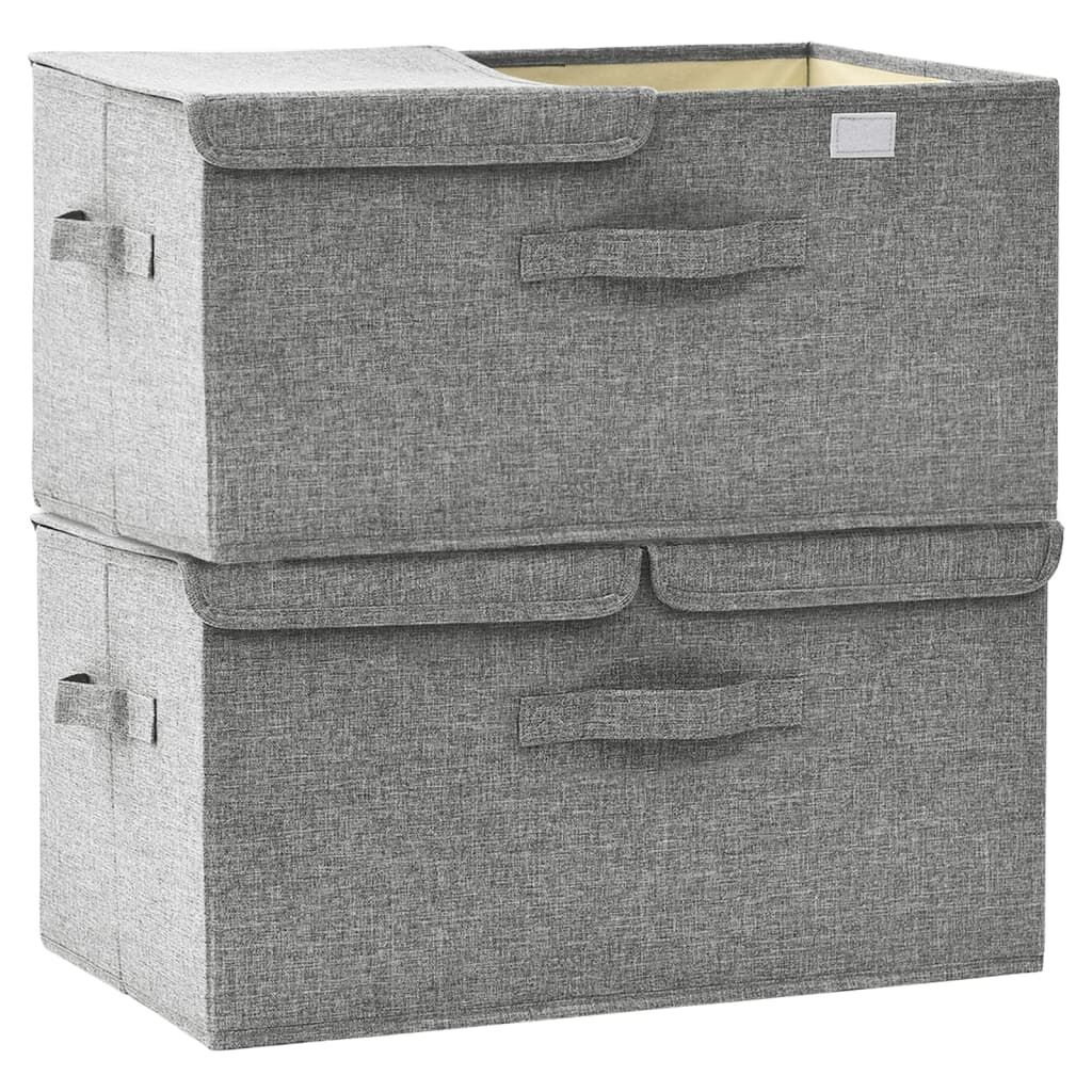 vidaXL Κουτιά Αποθήκευσης 2 τεμ. Γκρι 50 x 30 x 25 εκ. Υφασμάτινα