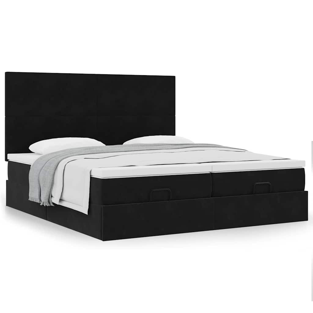 vidaXL Οθωμανικό κρεβάτι με στρώματα Μαύρο 160x200cm Velvet