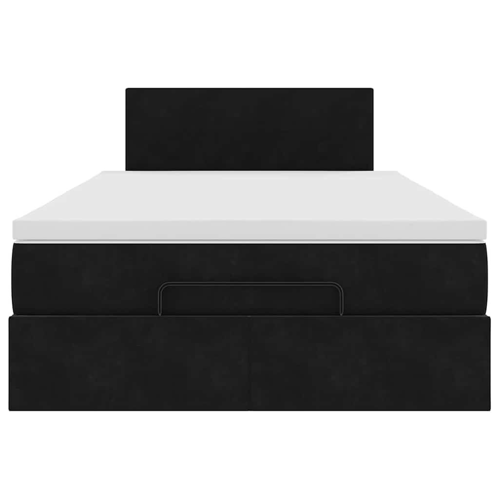 vidaXL Οθωμανικό κρεβάτι με στρώμα Μαύρο 120x190 cm Velvet
