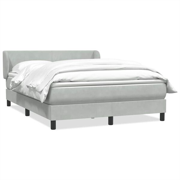 vidaXL Κρεβάτι Boxspring με Στρώμα Ανοιχτό Γκρι 140x220 εκ. Βελούδινο