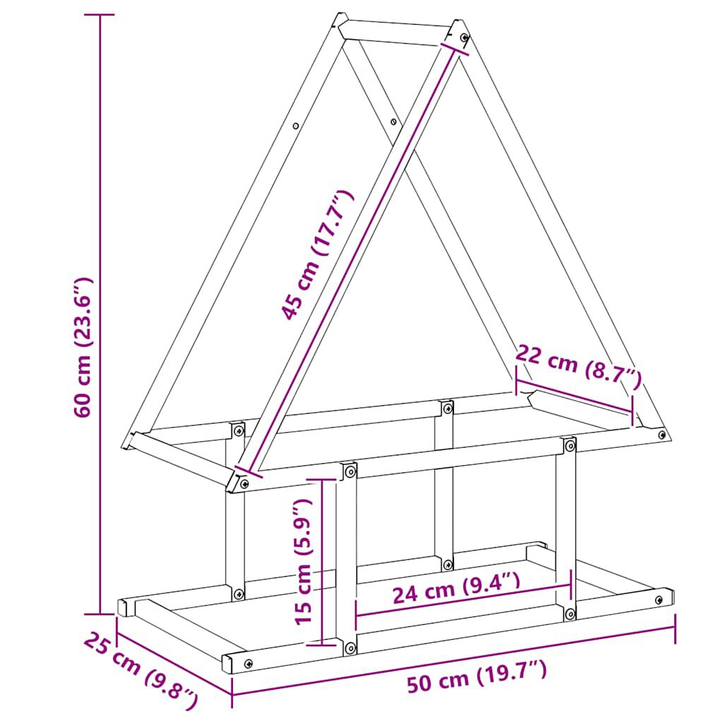 vidaXL Ράφι για καυσόξυλα Ανθρακί 50x25x60 εκ. Ατσάλι ψυχρής έλασης