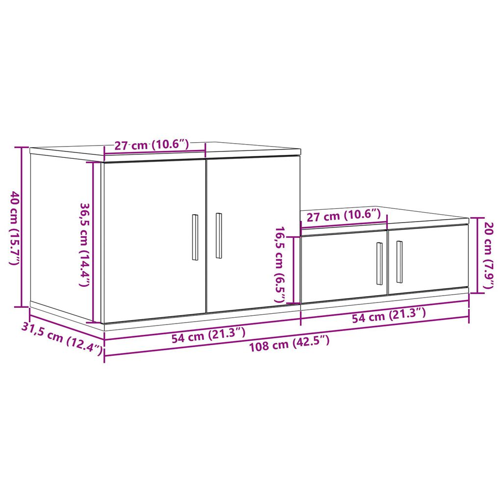vidaXL Ντουλάπα Αποθήκευσης Γκρι Sonoma 108x41x40 εκ. Επεξεργασμένο ξύλο