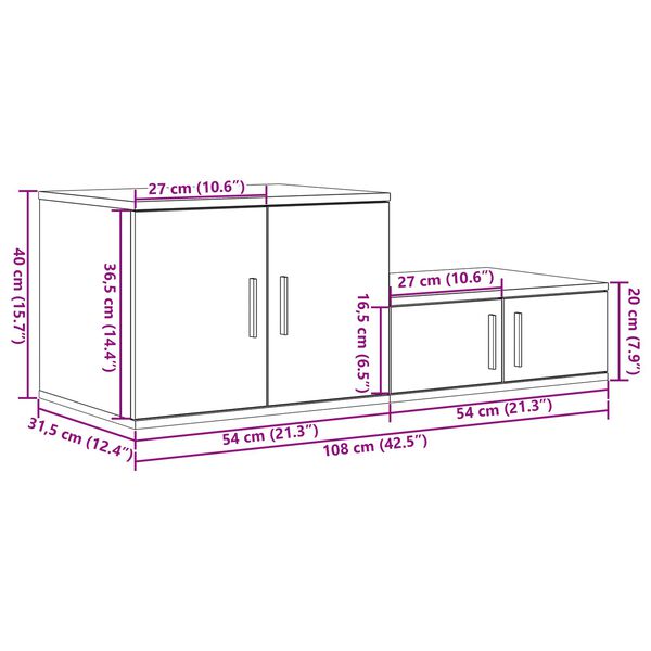 vidaXL Ντουλάπα Αποθήκευσης Γκρι Sonoma 108x41x40 εκ. Επεξεργασμένο ξύλο