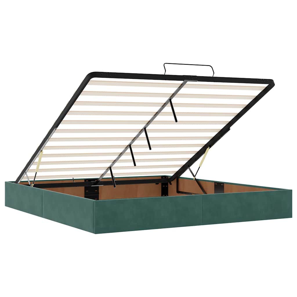 vidaXL Οθωμανικό κρεβάτι με στρώμα & LEDs Dark Green 180x200cm Velvet