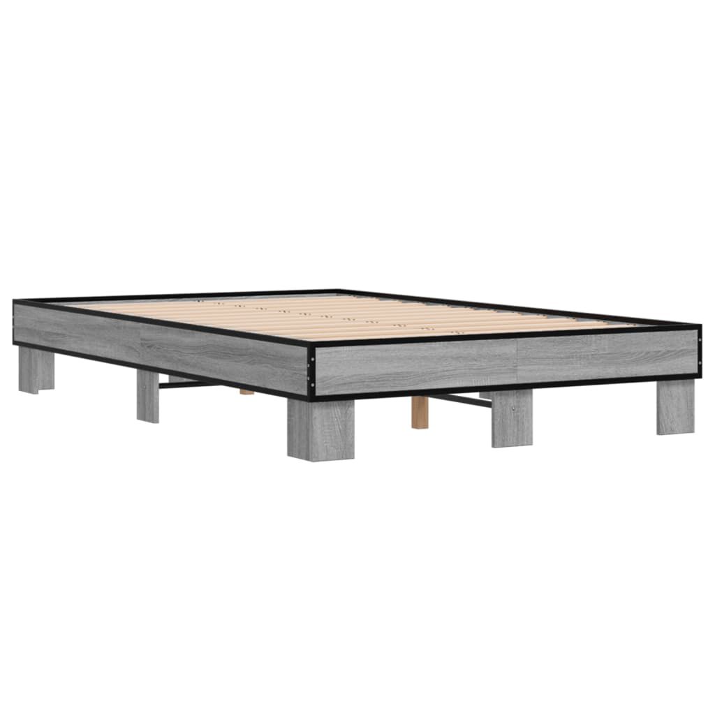 vidaXL Πλαίσιο Κρεβατιού Γκρι Sonoma 140x200 εκ. Επεξ. Ξύλο & Μέταλλο
