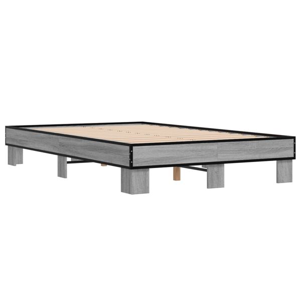 vidaXL Πλαίσιο Κρεβατιού Γκρι Sonoma 140x200 εκ. Επεξ. Ξύλο & Μέταλλο