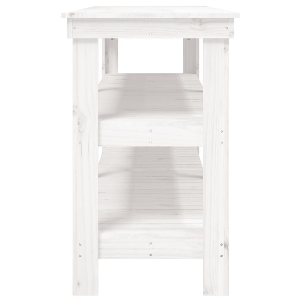 vidaXL Πάγκος Εργασίας Λευκός 181 x 50 x 80 εκ. από Μασίφ Ξύλο Πεύκου