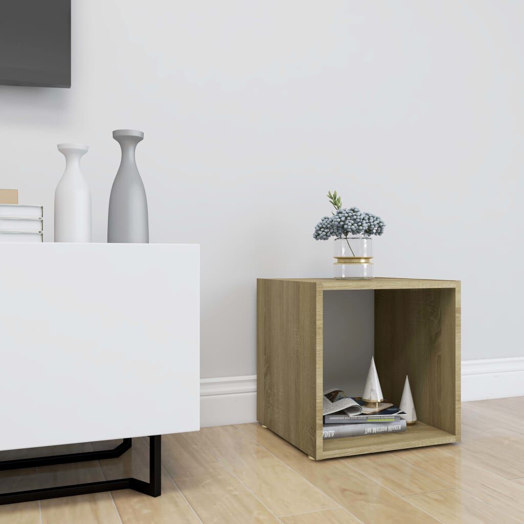 vidaXL Έπιπλο Τηλεόρασης Λευκό/Sonoma Δρυς 37x35x37 εκ. Επεξ. Ξύλο