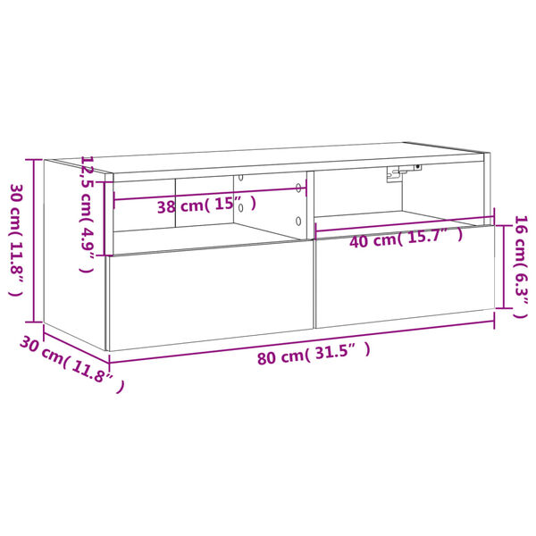 vidaXL Έπιπλο Τοίχου Τηλεόρασης Sonoma Δρυς 80x30x30εκ. από Επεξ. Ξύλο