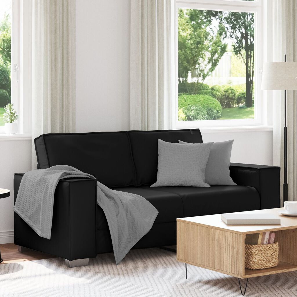 vidaXL Καναπές Loveseat Μαύρος 140 εκ Ψεύτικο Δέρμα