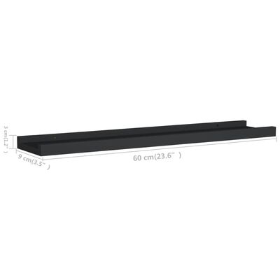 vidaXL Ράφια για Κορνίζες 2 τεμ. Μαύρα 60 x 9 x 3 εκ. από MDF