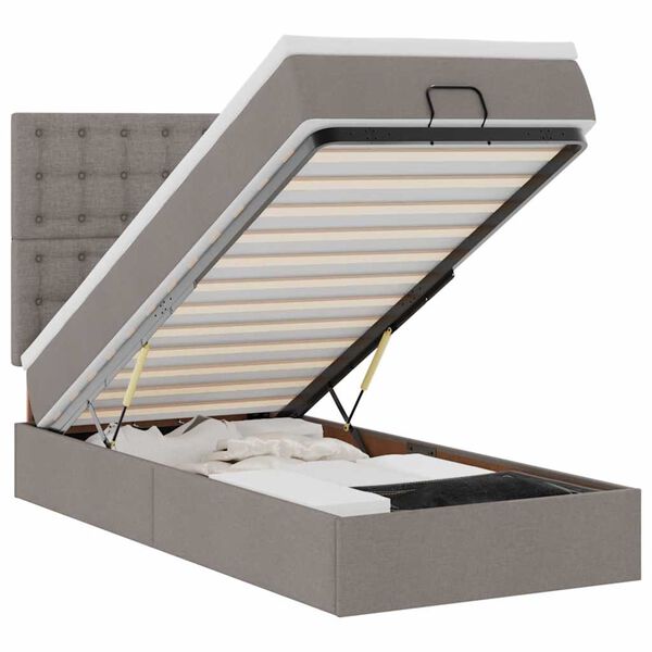 vidaXL Οθωμανικό κρεβάτι με στρώμα Taupe 90x200cm ύφασμα