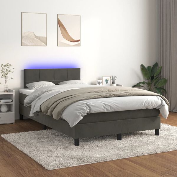 vidaXL &Kappa;&rho;&epsilon;&beta;ά&tau;&iota; Boxspring &mu;&epsilon; &Sigma;&tau;&rho;ώ&mu;&alpha; & LED &Sigma;&kappa;. &Gamma;&kappa;&rho;&iota; 120x200&epsilon;&kappa;. &Beta;&epsilon;&lambda;&omicron;ύ&delta;&iota;&nu;&omicron;