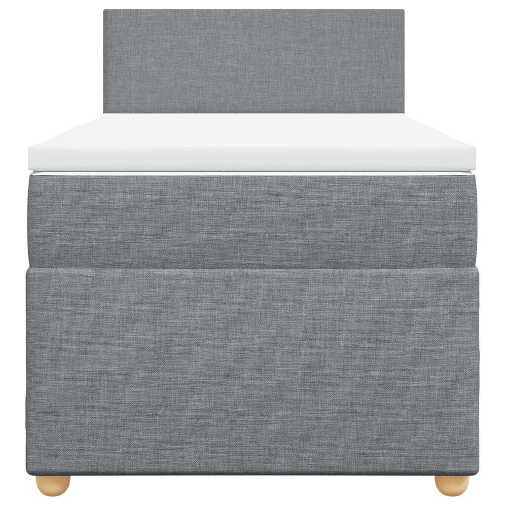 vidaXL Κρεβάτι Boxspring με Στρώμα Ανοιχτό Γκρι 90x200 εκ. Υφασμάτινο