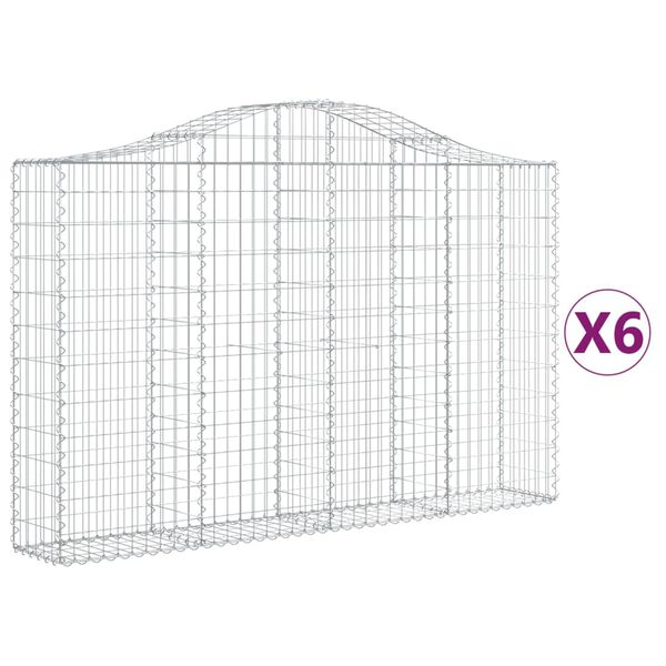 vidaXL Συρματοκιβώτια Τοξωτά 6 τεμ. 200x30x120/140 εκ. Γαλβαν. Ατσάλι