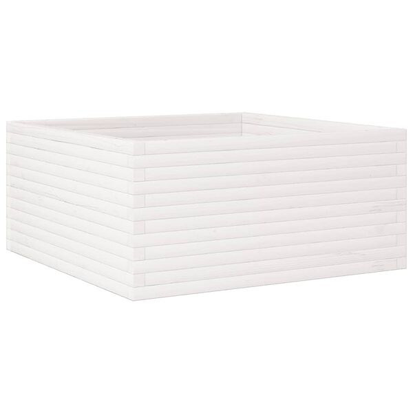 vidaXL Ζαρντινιέρα Κήπου Λευκή 100x100x46 εκ. από Μασίφ Ξύλο Πεύκου