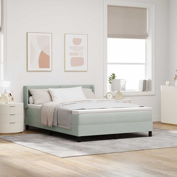 vidaXL Κρεβάτι Box Spring με Στρώμα Ανοιχτό Γκρι 160x200 εκ. Βελούδο