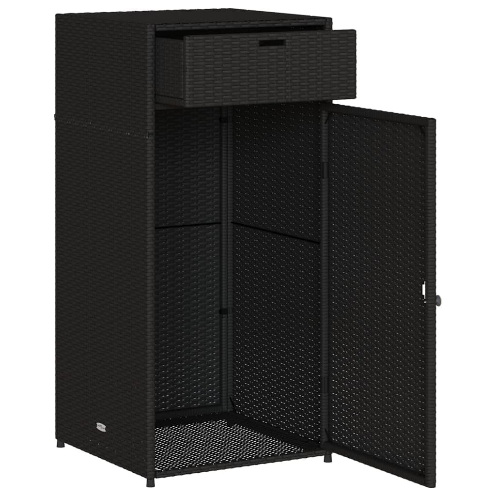 vidaXL Ντουλάπι Αποθήκευσης Κήπου Μαύρο 55x55x111 εκ. από Συνθ. Ρατάν