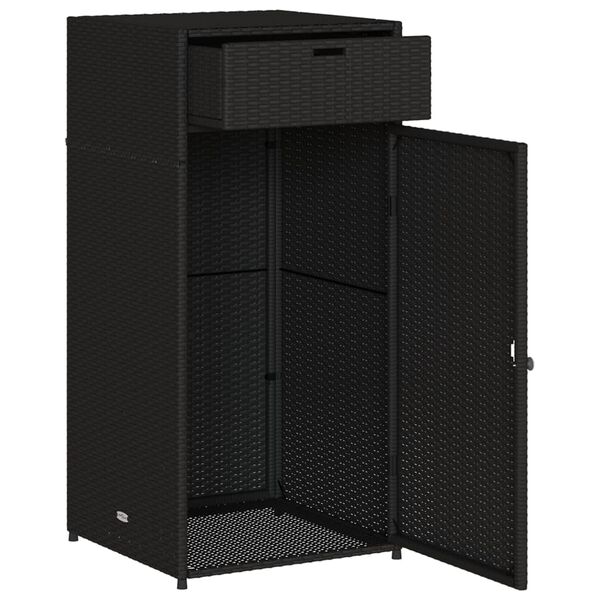vidaXL Ντουλάπι Αποθήκευσης Κήπου Μαύρο 55x55x111 εκ. από Συνθ. Ρατάν