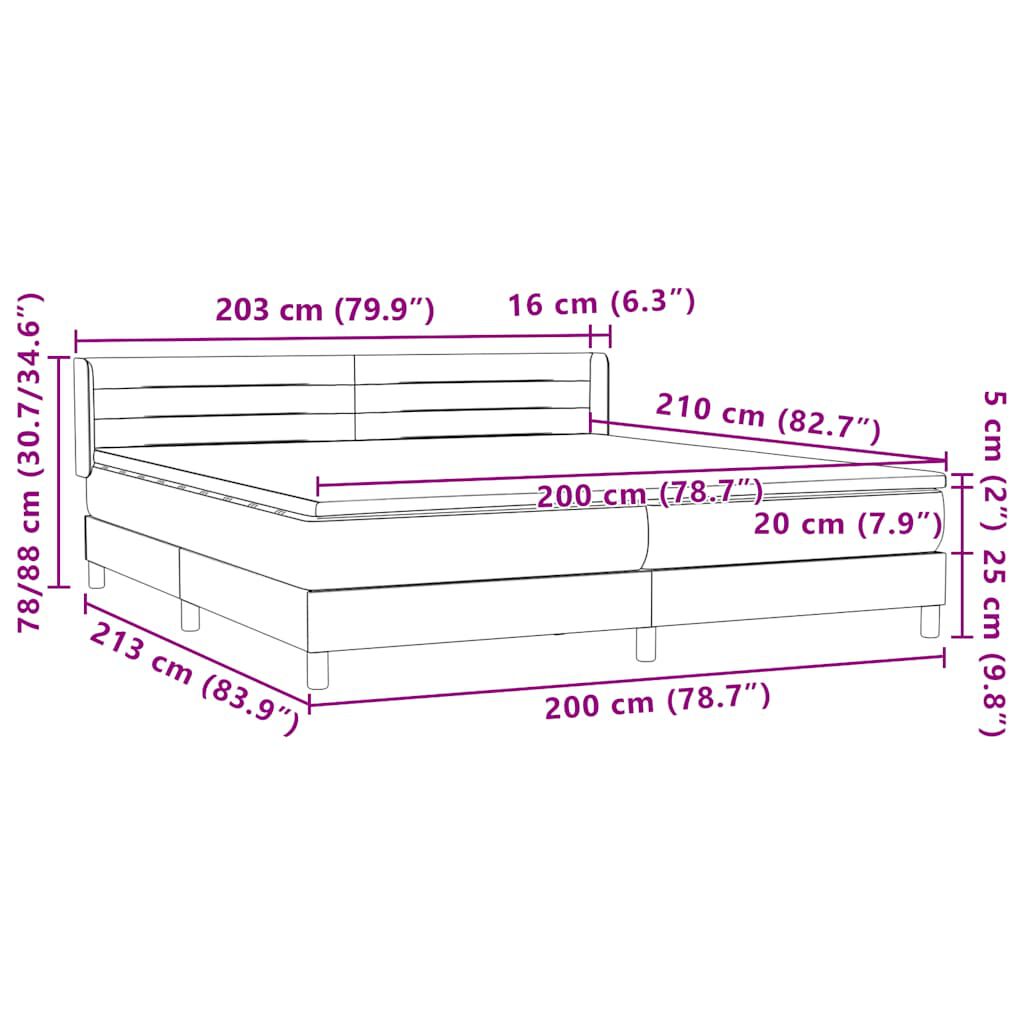 vidaXL Κρεβάτι Boxspring με Στρώμα Μαύρο 200x210 εκ. Βελούδινο