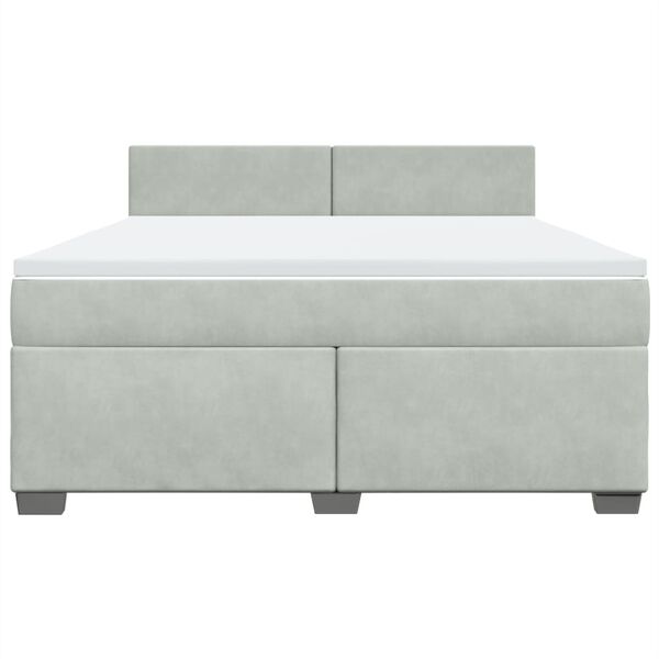 vidaXL Κρεβάτι Boxspring με Στρώμα Ανοιχτό Γκρι 180x200 εκ. Βελούδινο