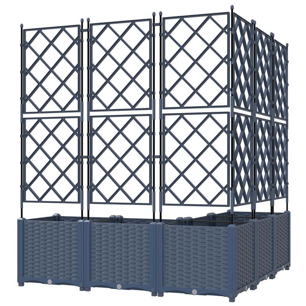 vidaXL Γλάστρα Κήπου με Τρέλλις 5 τμχ Γκρι 120x120x143 εκ