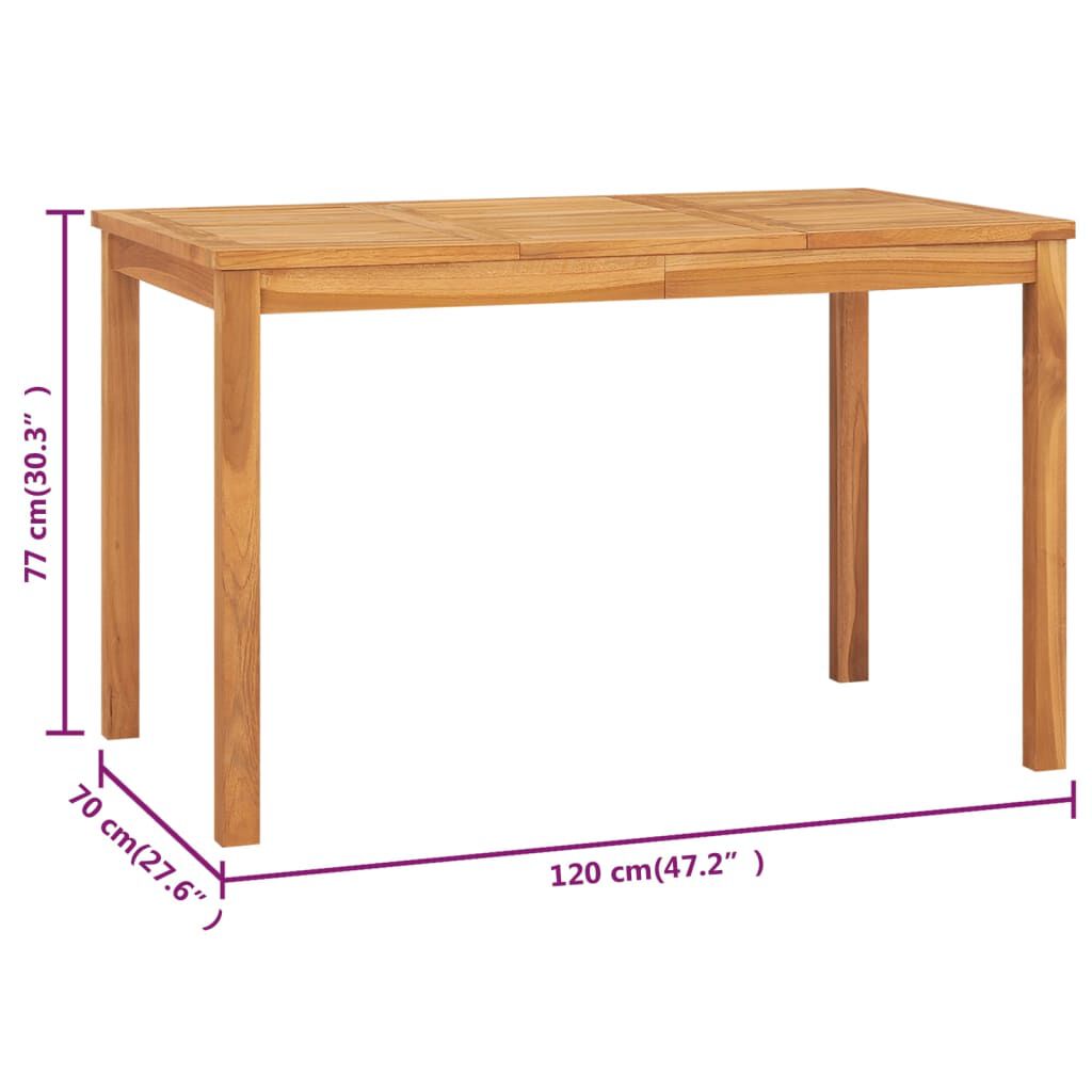 vidaXL Τραπεζαρία Κήπου 120 x 70 x 77 εκ. από Μασίφ Ξύλο Teak
