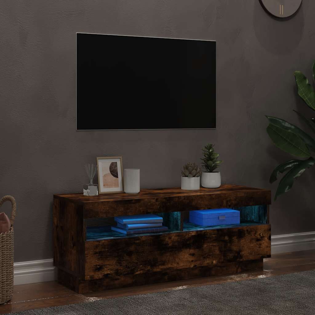 vidaXL Έπιπλο Τηλεόρασης με LED Καπνιστή Δρυς 100x35x40 εκ.