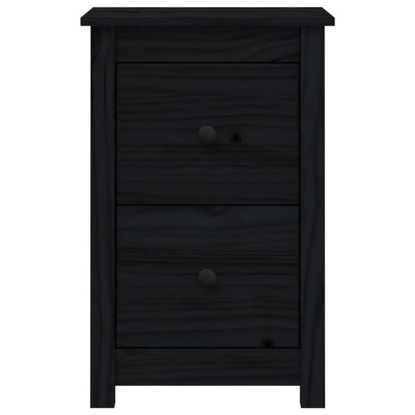 vidaXL Κομοδίνο Μαύρο 40 x 35 x 61,5 εκ. από Μασίφ Ξύλο Πεύκου