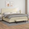 vidaXL Κρεβάτι Boxspring με Στρώμα Κρεμ 200x200 εκ. Συνθετικό Δέρμα