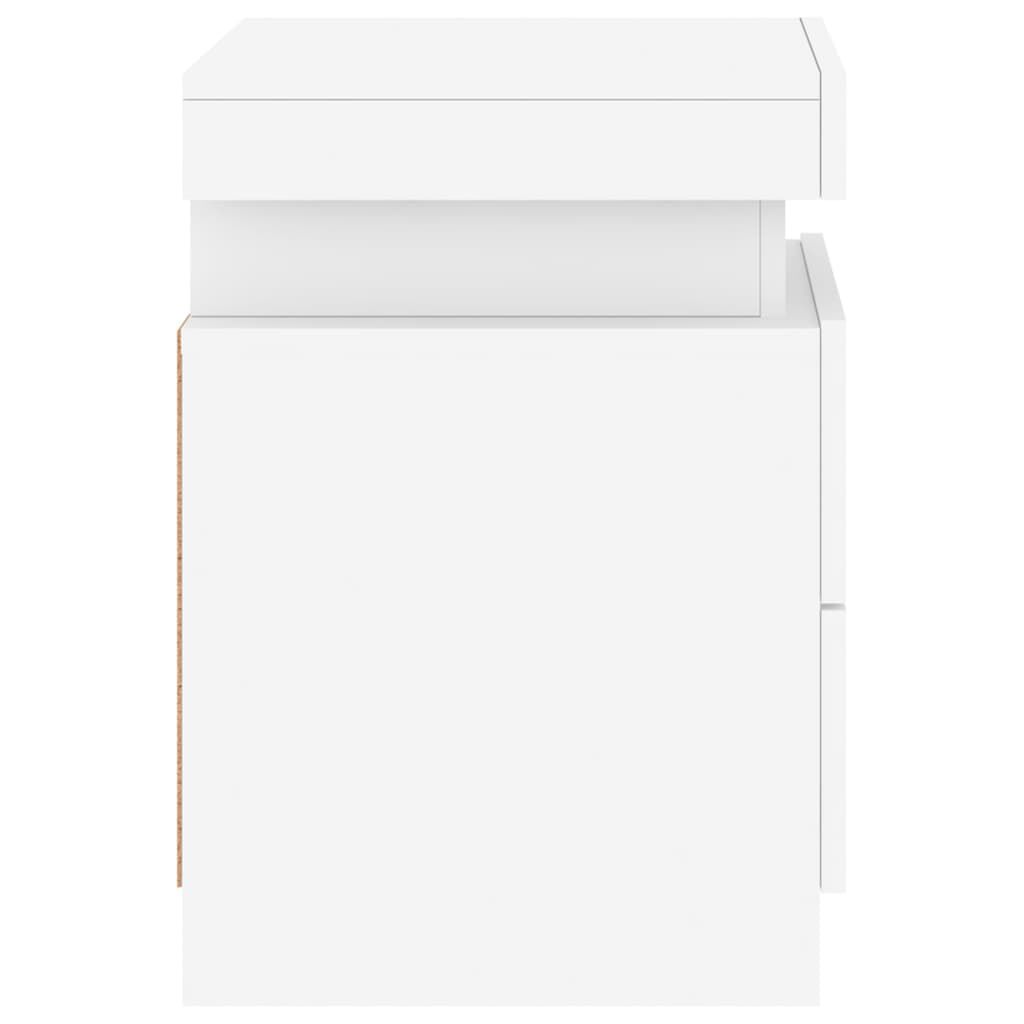 vidaXL Κομοδίνο με Φώτα LED Λευκό 35 x 39 x 55 εκ.