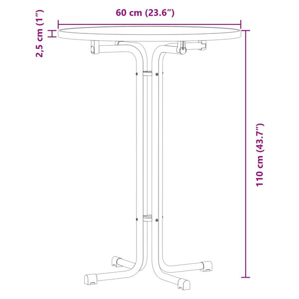 vidaXL Τραπεζαρία Λευκή Ø60x110 εκ. από Επεξεργασμένο Ξύλο/Ατσάλι
