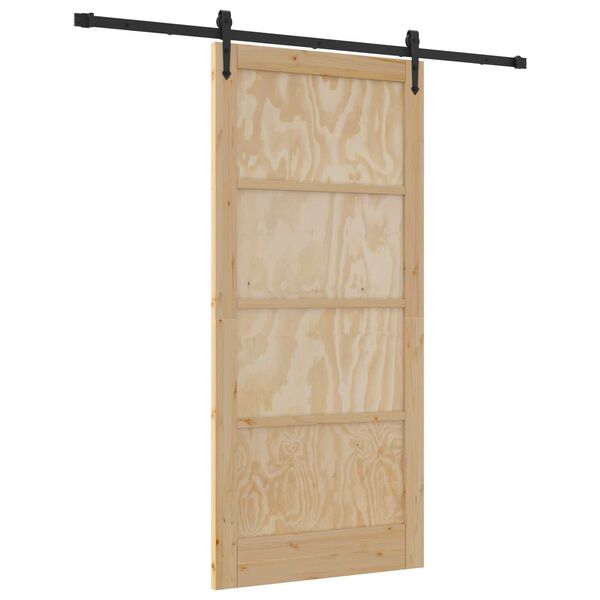 vidaXL Συρόμενη Πόρτα Φυσικό και μαύρο 93 x 202 cm
