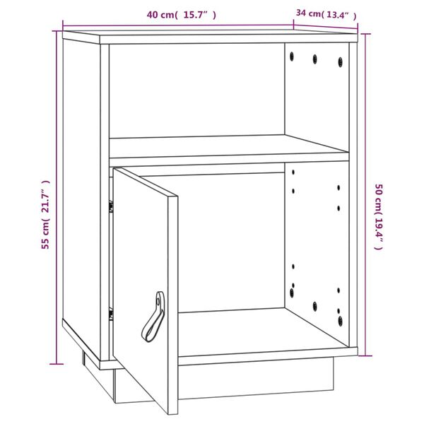 vidaXL Κομοδίνο Λευκό 40 x 34 x 55 εκ. από Μασίφ Ξύλο Πεύκου