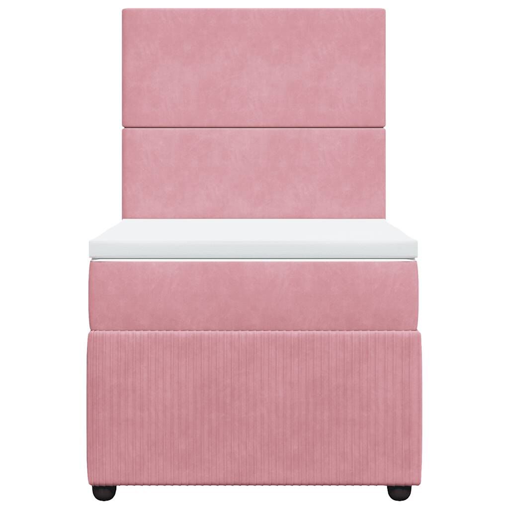 vidaXL Κρεβάτι Boxspring με Στρώμα Ροζ 100x200 εκ. Βελούδινο