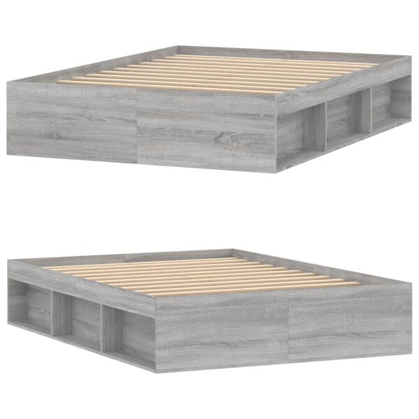 vidaXL Πλαίσιο Κρεβατιού Γκρι Sonoma 135 x 190 εκ. Double