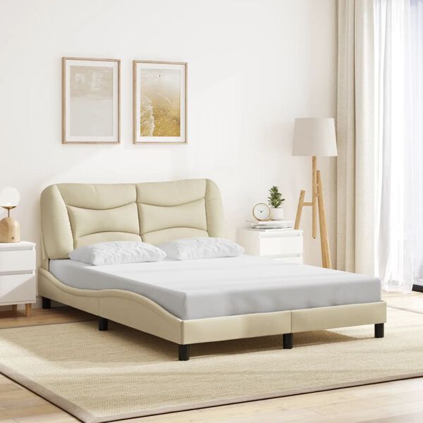 vidaXL Σκελετός Κρεβατιού Χωρίς Στρώμα Hvar Κρεμ 120x200 εκ. Υφασμάτινο