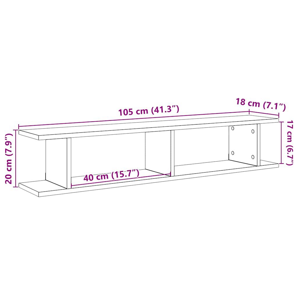 vidaXL Ραφιέρες Τοίχου 2τεμ. Αρτισιανή Δρυς 105x18x20εκ. Επεξεργ. Ξύλο