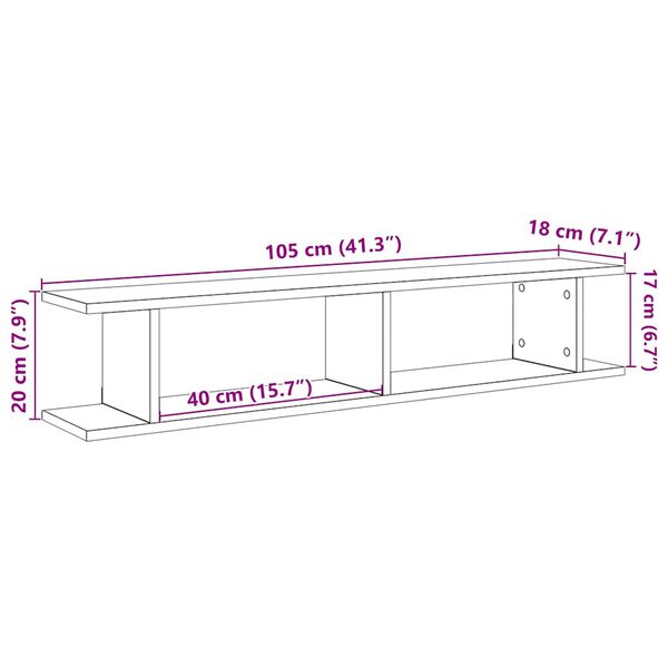 vidaXL Ραφιέρες Τοίχου 2τεμ. Αρτισιανή Δρυς 105x18x20εκ. Επεξεργ. Ξύλο