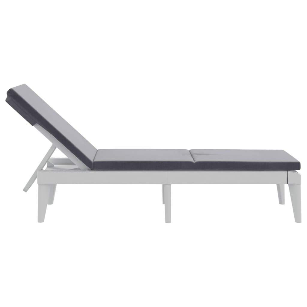 vidaXL Ξαπλώστρα με Μαξιλάρι Λευκή 186 x 60 x 29 από Πολυπροπυλένιο