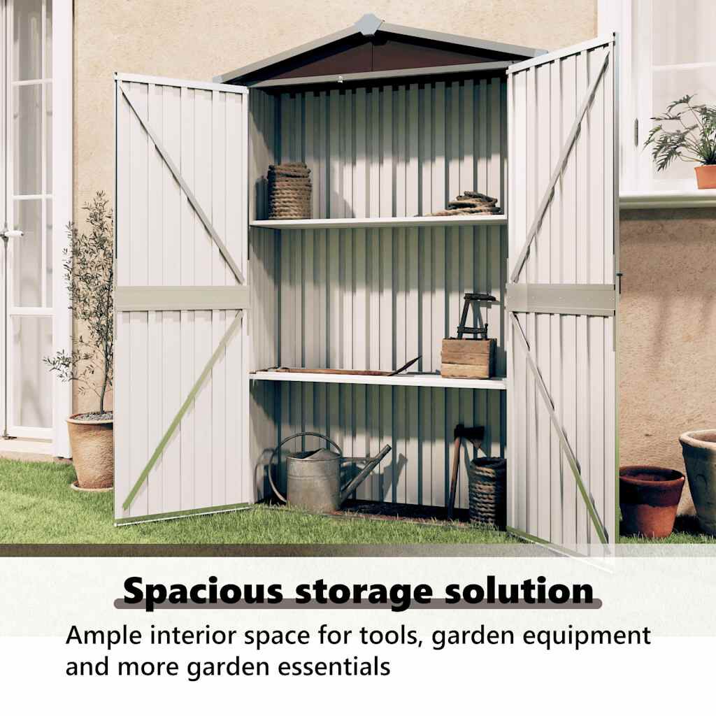 vidaXL Αποθήκη Κήπου Καφέ 116x45x175 εκ. από Γαλβανισμένο Ατσάλι
