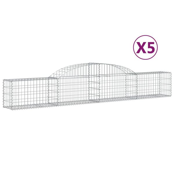 vidaXL Συρματοκιβώτια Τοξωτά 5 τεμ. 300x30x40/60 εκ. Γαλβαν. Ατσάλι