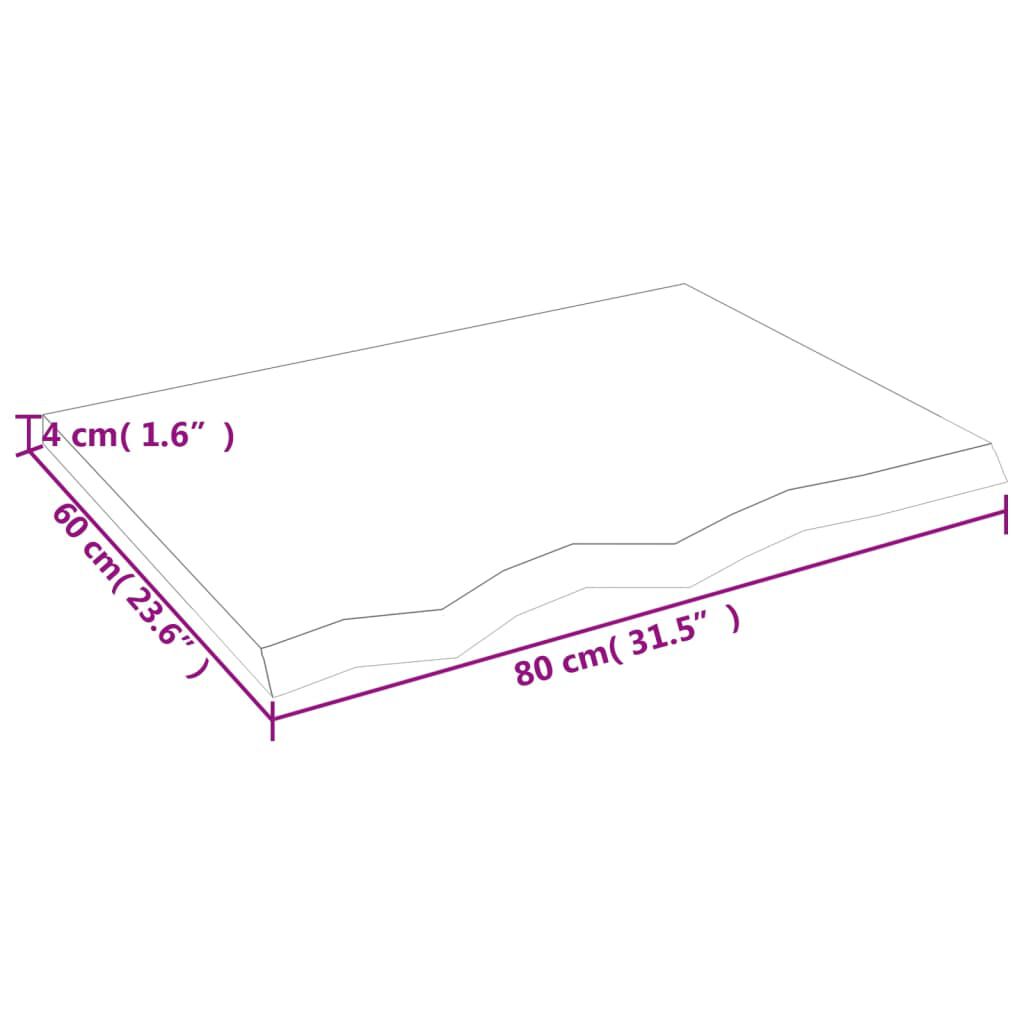 vidaXL Επιφάνεια Τραπεζιού 80x60x(2-4) εκ Ακατέργαστο Μασίφ Ξύλο Δρυός
