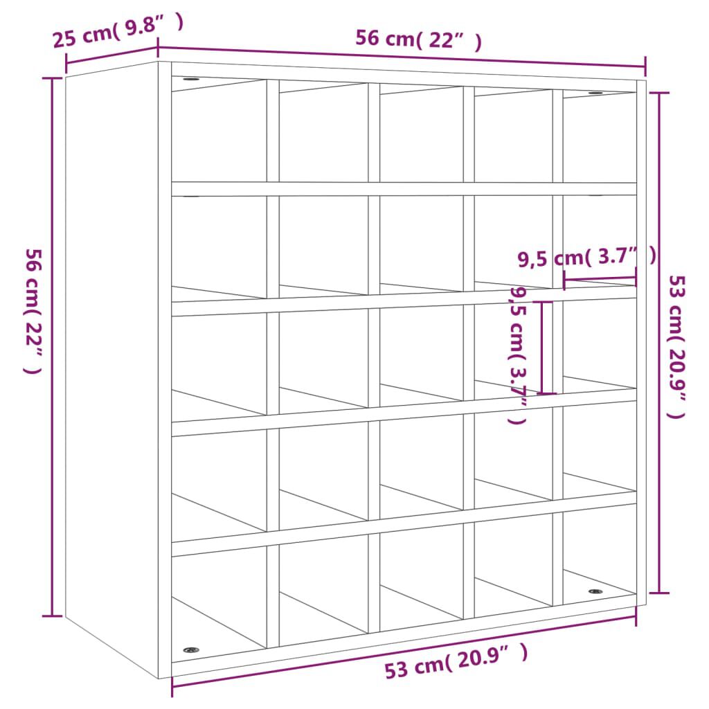 vidaXL Κάβα Κρασιών Μαύρη 56 x 25 x 56 εκ. από Μασίφ Ξύλο Πεύκου